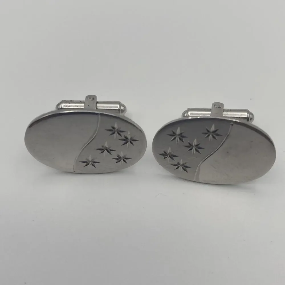 Vintage Pair Of Men’s Cufflinks Sterling Silver ATOMIC / STAR BURST Mid Century